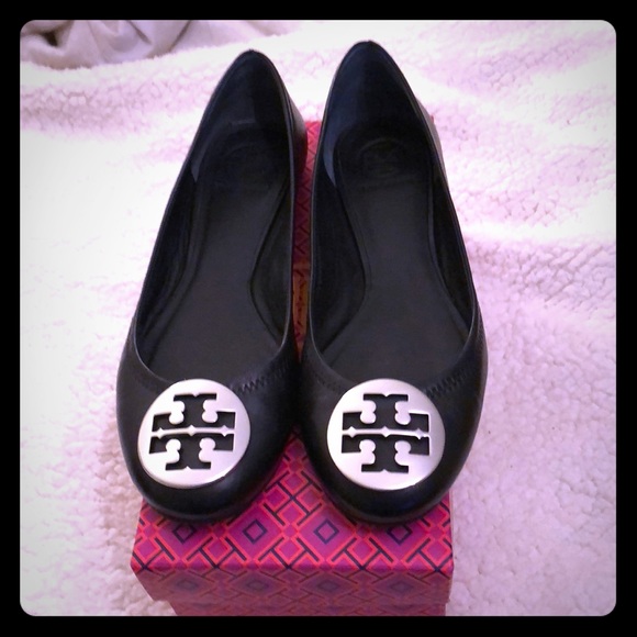 Tory Burch Shoes - Tory Burch Black/silver size 10 Reva ballet flats